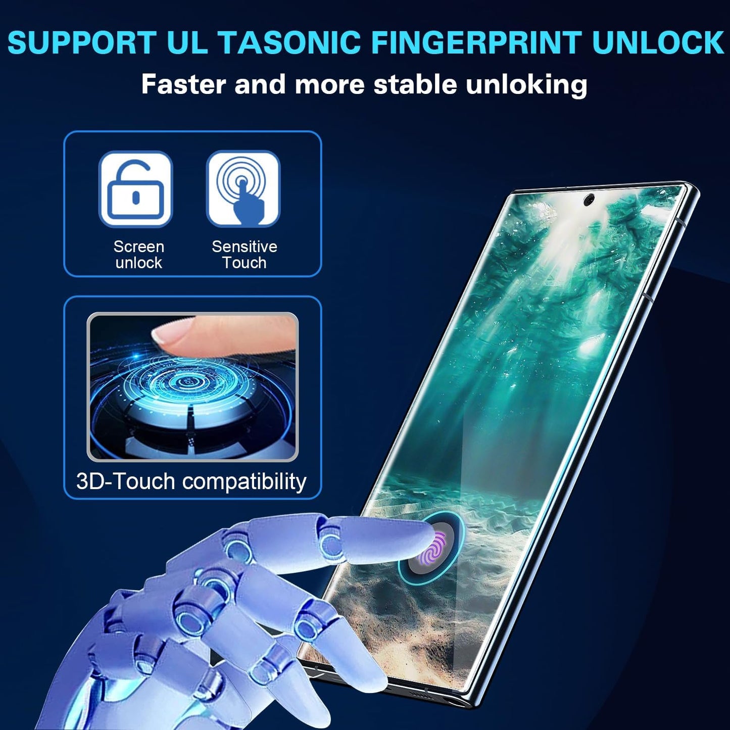 3 Pack Galaxy Note 20 Ultra Screen Protector, HD Clear Tempered Glass, Fingerprint Unlock, 3D Curved, Scratch Resistant, Bubble-Free for Samsung Galaxy Note 20 Ultra 5G Glass Screen Protector  Coliary   