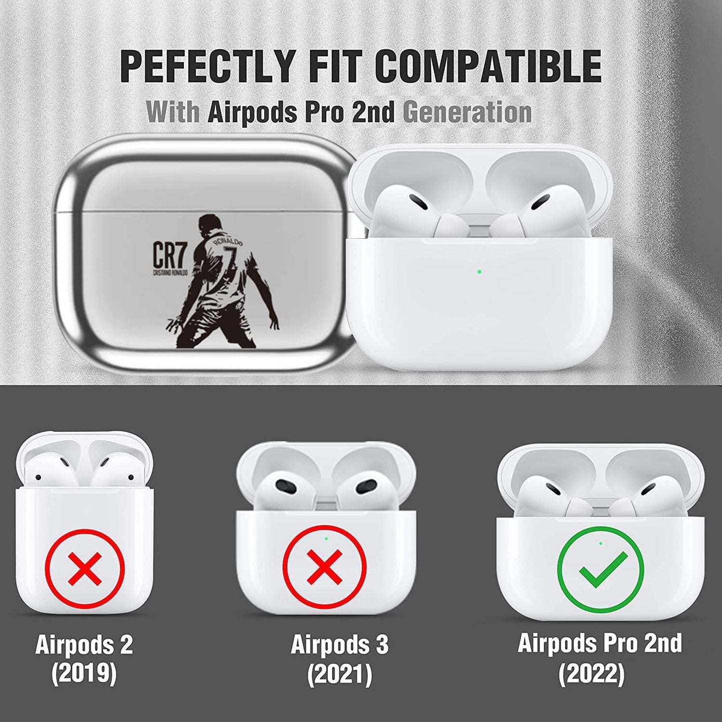 Ptnerbeh Cute Airpod Pro 2 Case,Football Player Theme Pattern Design with Keychain Pendant Silicone Soft Shell Compatible with Airpods Pro 2Nd Generation (2022) Case,Front LED Visible  Ptnerbeh   