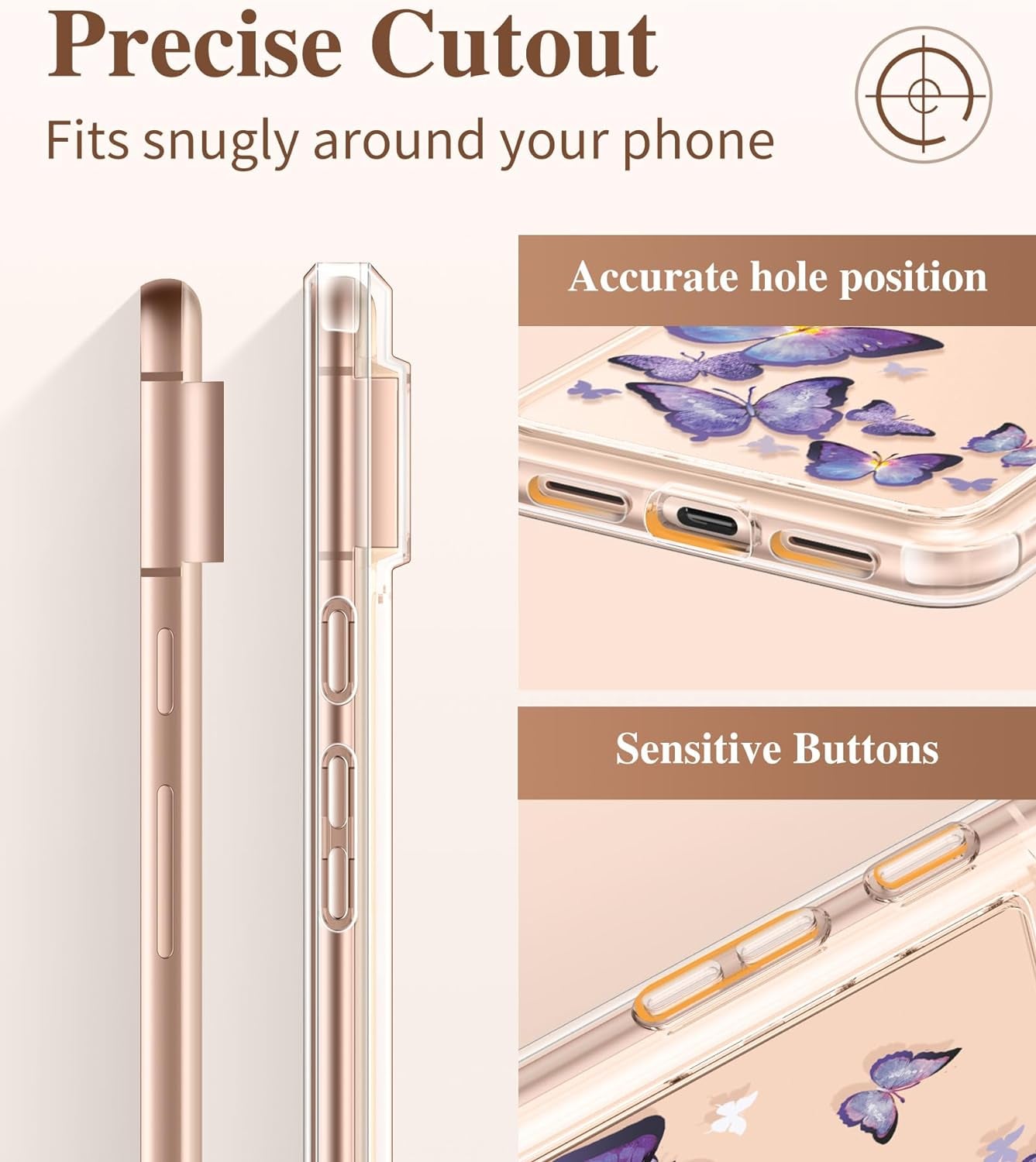 GVIEWIN Compatible with Google Pixel 8 Case with 2X Screen Protector, Clear Floral Slim Shockproof Protective Hard PC+TPU Bumper Flower Women Phone Case Cover 6.2'' 2023 (Alluring Butterfly/Purple)  GVIEWIN   