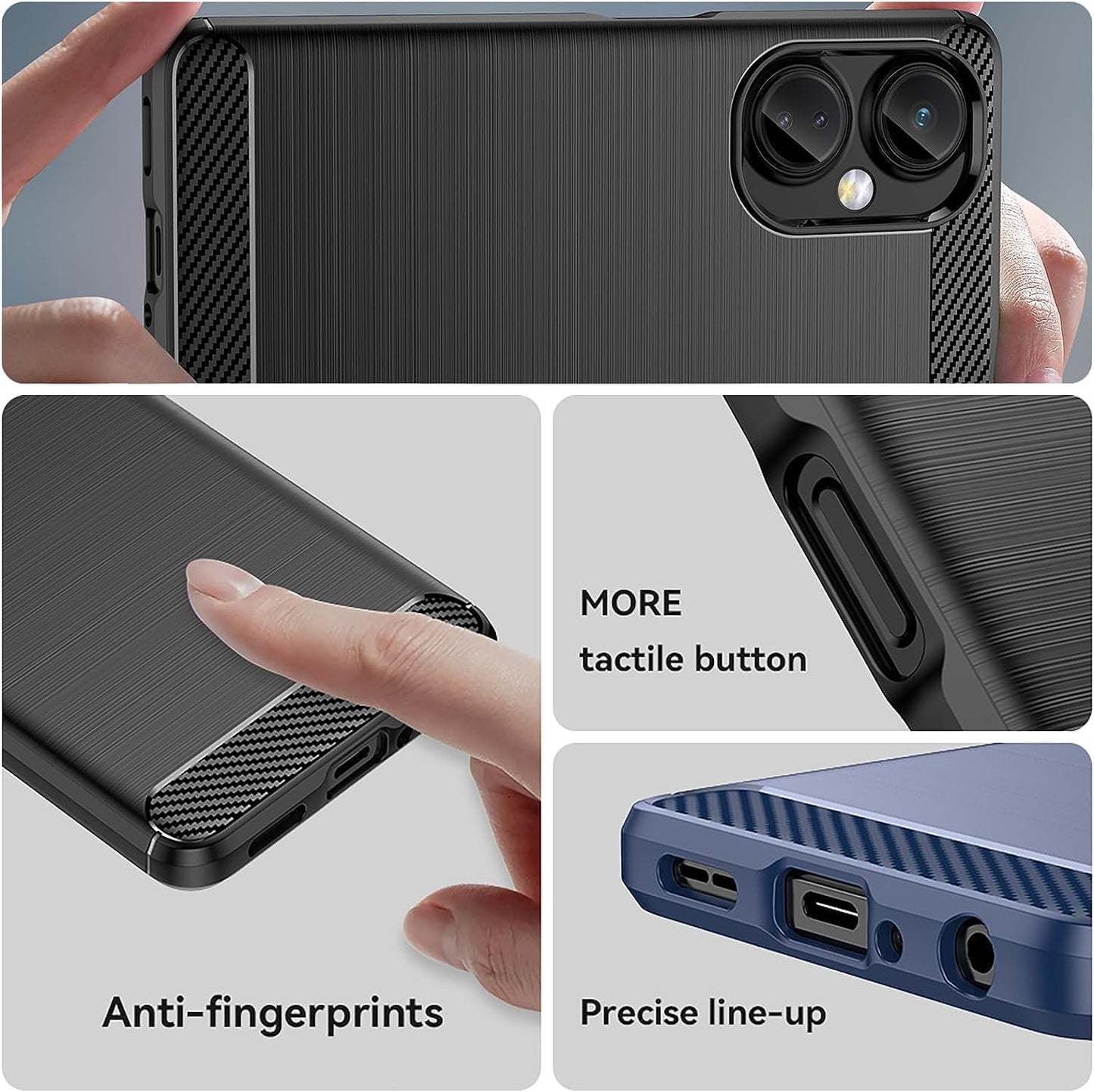 TERPINK Protective Case Compatible with Oneplus Nord N30 5G, Cell Phone Case with 4 Corner Drop Protection, Shock-Absorption, Non-Slip, Brushed Finish, Flexible Soft TPU (Brushed Black)  TERPINK   