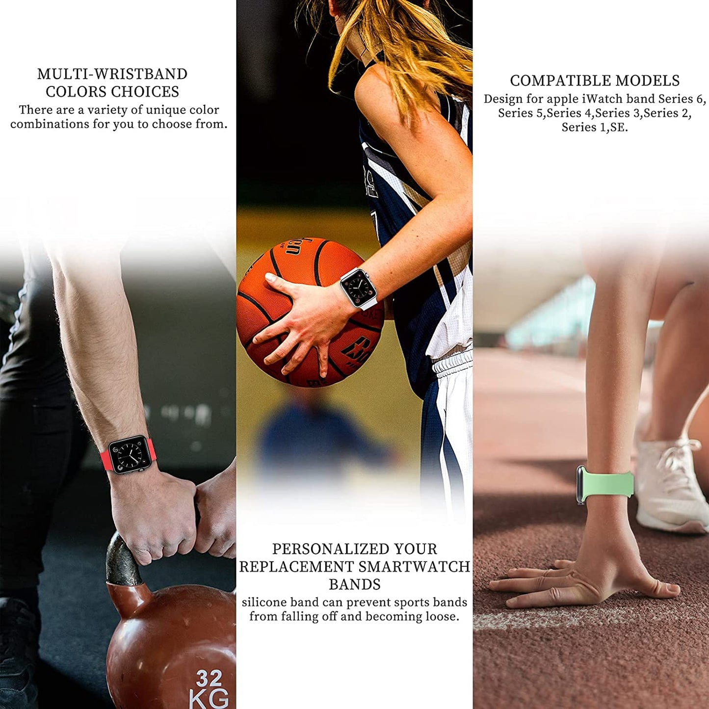 Upgrade Bands Compatible with Apple Watch Band 42Mm 44Mm 45Mm for Women Men-Soft Silicone Replacement Sport Watch Strap for Iwatch SE Series 7 6 5 4 3 2 1-Wristband  Gleiven   