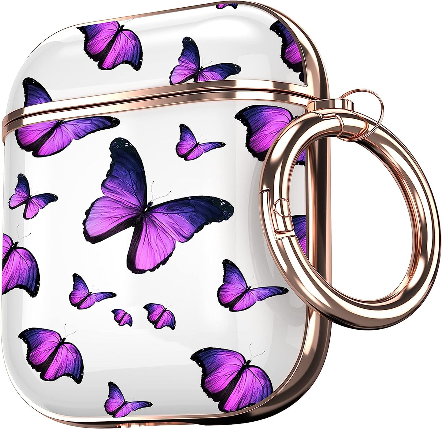 Maxjoy for Airpods Case Cover, Sunflower Flower Cute Air Pod 2 Case for Women Hard Protective Ipods Cover with Keychain for Airpod 2Nd 1St Generation Wireless Charging Case, Floral  Maxjoy Purple + White  