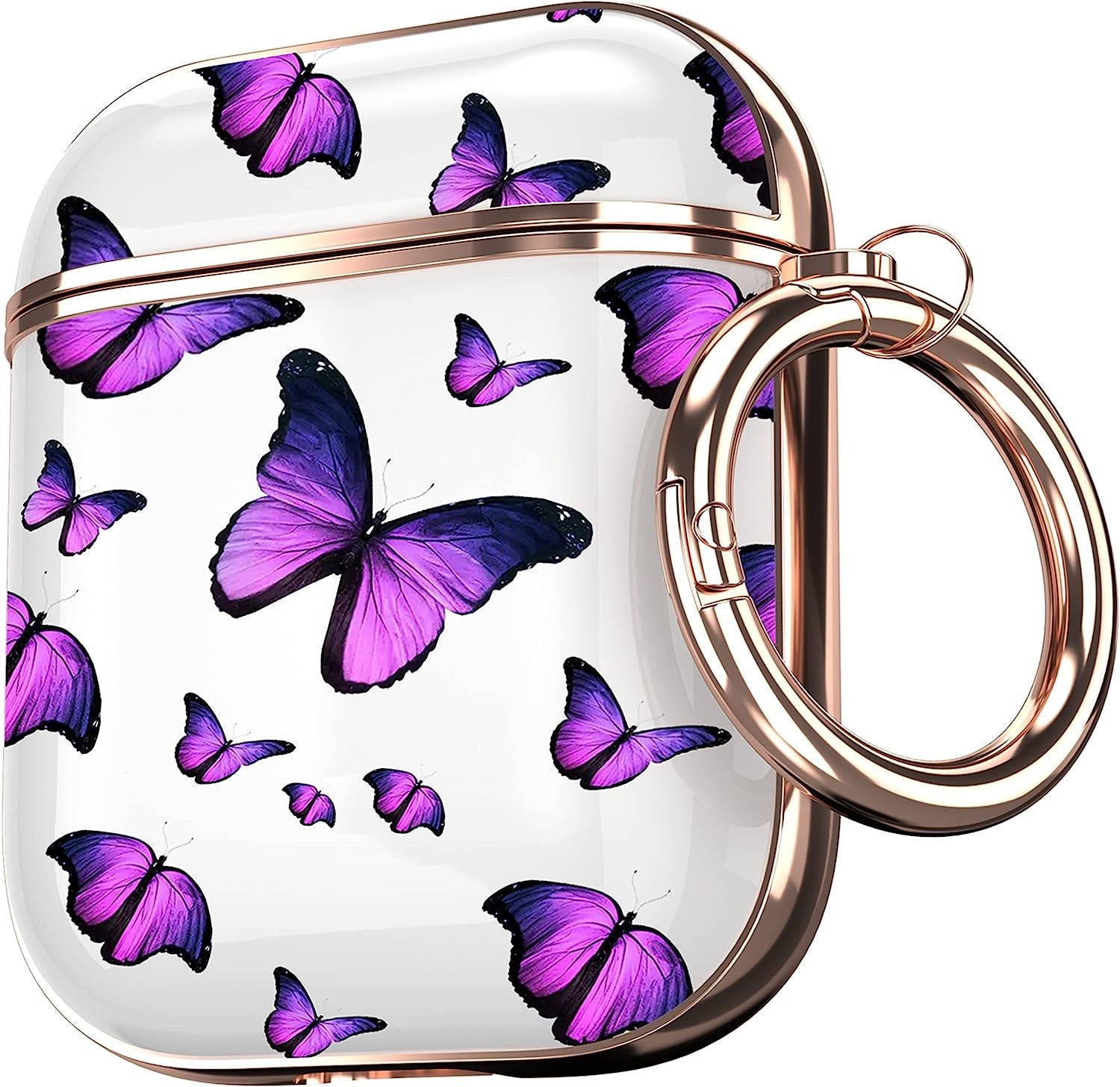 Maxjoy for Airpods Case Cover, Sunflower Flower Cute Air Pod 2 Case for Women Hard Protective Ipods Cover with Keychain for Airpod 2Nd 1St Generation Wireless Charging Case, Floral  Maxjoy Purple + White  