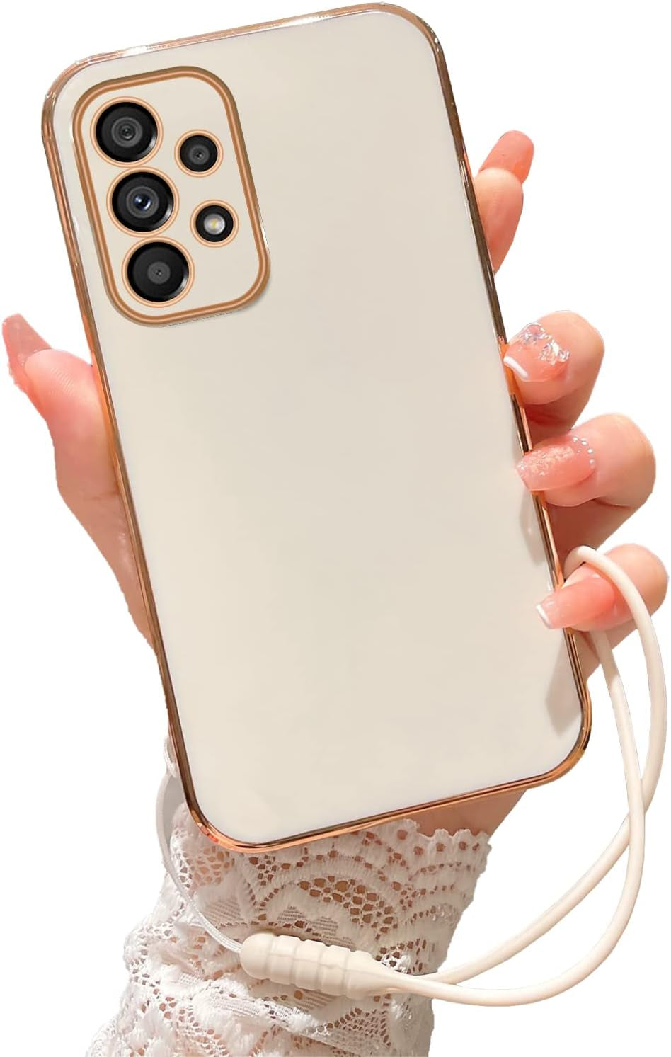 For Samsung Galaxy A53 Case, A53 5G Case for Women Glitter Crystal Butterfly Heart Floral Soft TPU Luxury Bling Cute Protective Cover with Kickstand Strap for Samsung A53 5G (Rose Gold)  KuDiNi White  