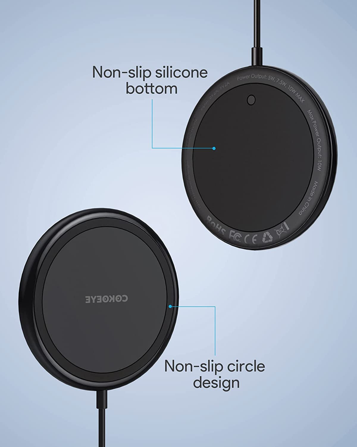 Wireless Charger, 15W Max Fast Wireless Charging Pad 2-Pack Compatible with Iphone 13/13 Pro/13 Mini/13 Promax/12/Se/11/Samsung Galaxy S21/S20/Note 10/Edge Note 20Ultra/S10, Airpods Pro  COKOEYE   