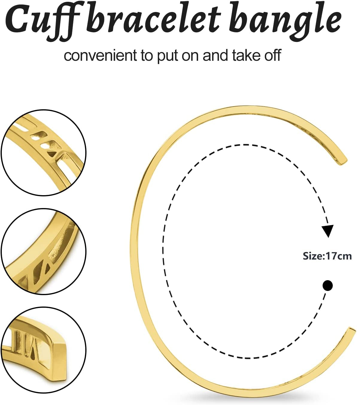 Wutwuk Compatible with Apple Watch Band 38Mm 40Mm 41Mm, Iwatch Bands Strap for Apple Watch SE Series 8 7 6 5 4 3 2 1, Women Dressy Roman Numerals Bangle Bracelets Set, Gold  wutwuk   