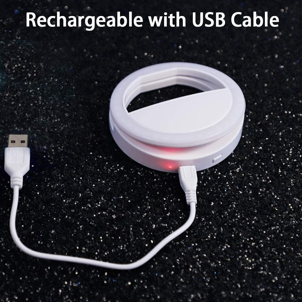 Selfie Light for Iphone & Android，Lvyouif Portable Clip on Ring Selfie Light Flash with 36 Rechargeable LED for Phone Laptop Ipad Photography Camera Video Girls Makeup(White)  LVYOUIF   