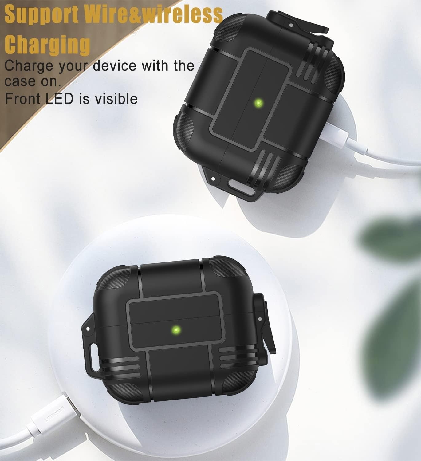 Wonjury for Airpods Pro Case Cover for Men with Lock, Military Armor Series Full-Body Airpod Pro Case with Keychain Cool Air Pod Pro Shockproof Protective Case for Airpods Pro 2019, Spring Lock Black  Wonjury   