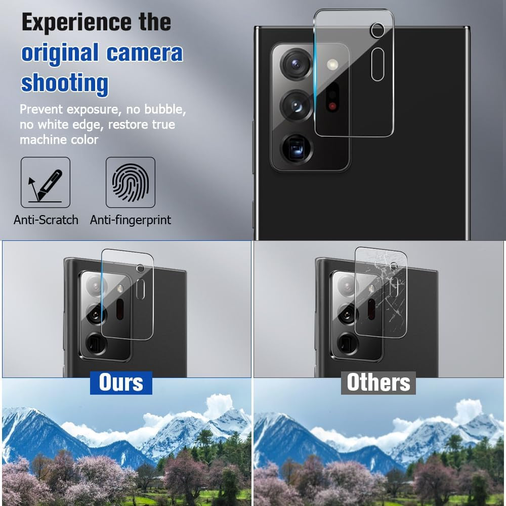 [2+2 Pack] Galaxy Note 20 Ultra 5G Privacy Screen Protector [Not Glass] and Camera Lens Protector, Support Fingerprint Unlock, 9H Hardness, Flexible Anti-Spy TPU Film for Samsung Galaxy Note 20 Ultra  LETANG   