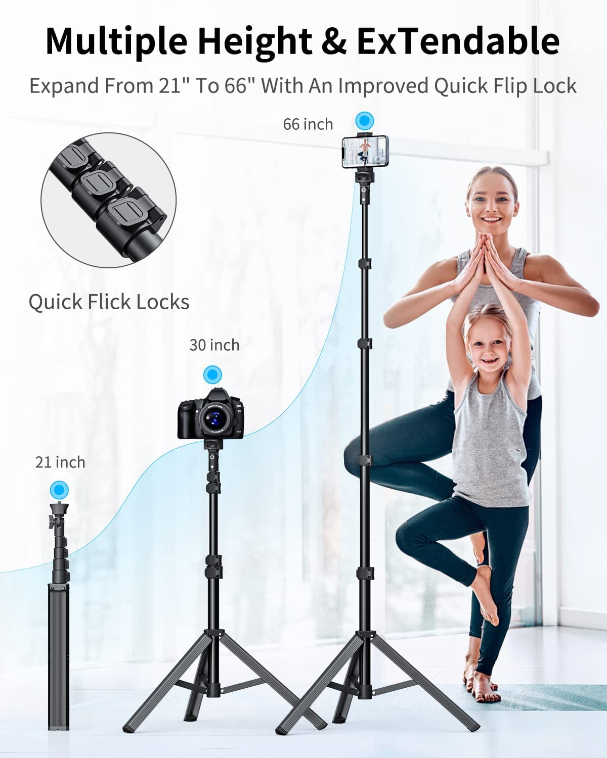 NEXBOOM Phone Tripod - 66" [Stable & Portable] Phone Tripod Stand with Remote, Travel Tripod Compatible with Iphone 14 Pro Max 13 12,Samsung S22/ Camera/Gopro/Video Recording  NEXBOOM   