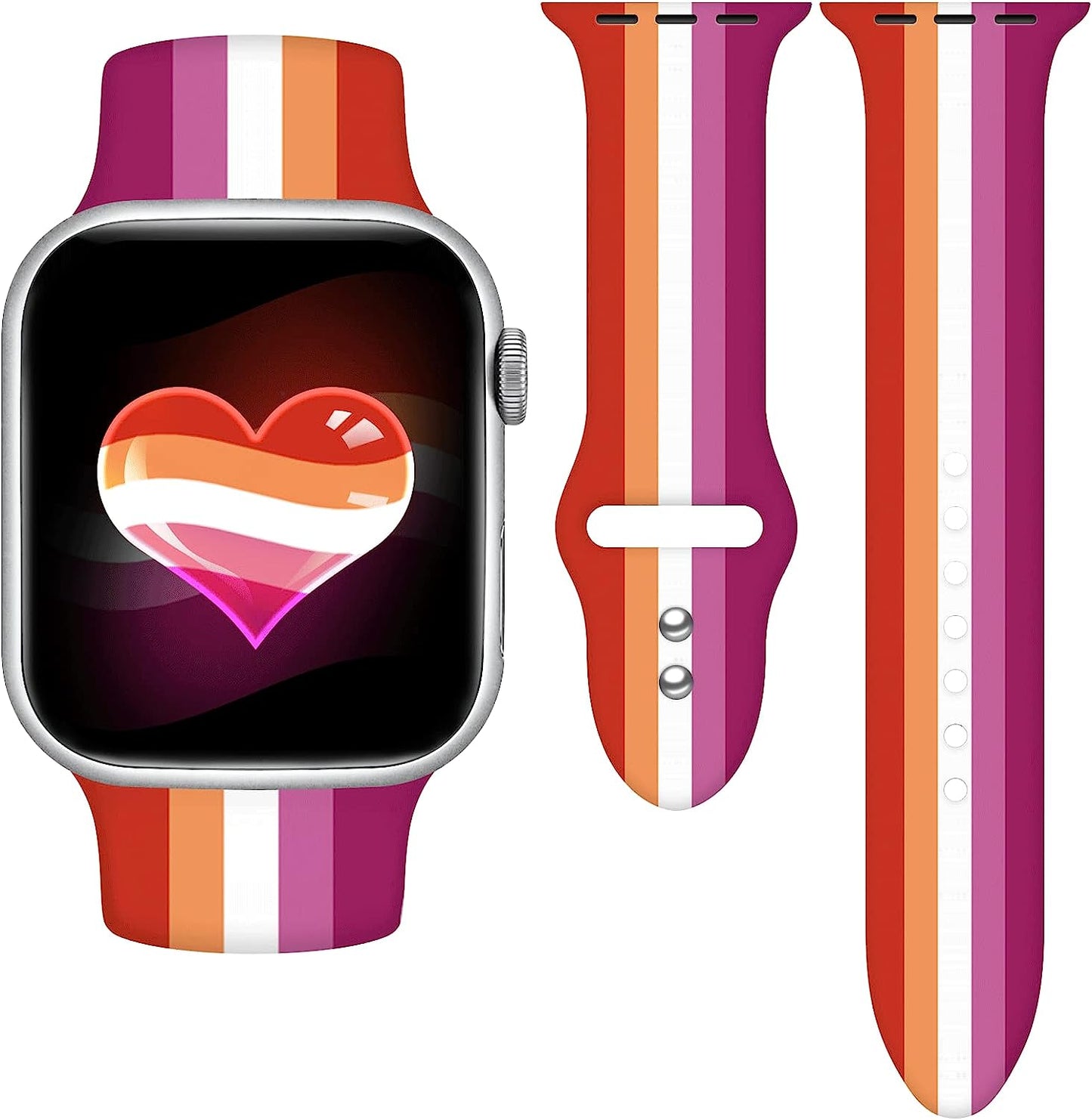 Vieeki Pride Watch Band Compatible with Apple Watch 38Mm 40Mm 41Mm 42Mm 44Mm 45Mm 49Mm Replaceable Silicone Smartwatch Straps for Iwatch Series Ultra SE 8 7 6 5 4 3 2 1  Vieeki Lesbian 42mm/44mm/45mm 