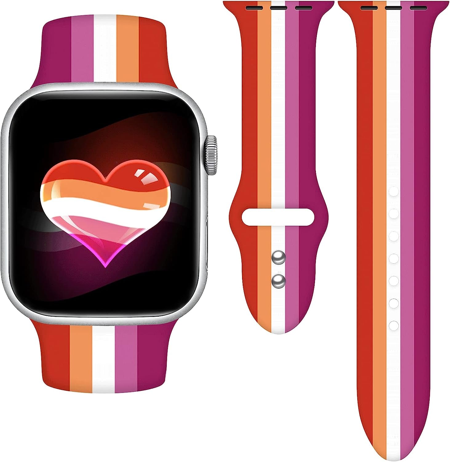 Vieeki Pride Watch Band Compatible with Apple Watch 38Mm 40Mm 41Mm 42Mm 44Mm 45Mm 49Mm Replaceable Silicone Smartwatch Straps for Iwatch Series Ultra SE 8 7 6 5 4 3 2 1  Vieeki Lesbian 42mm/44mm/45mm 