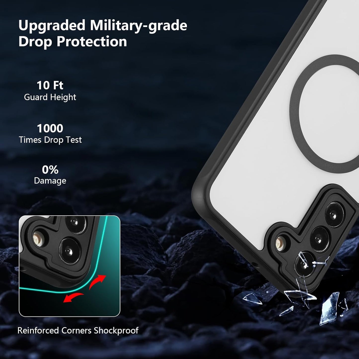 RALEAVO Magnetic for Samsung Galaxy S22 Case [Compatible with Magsafe] Slim Frosted Matte Case Cover Translucent Hard PC Back Military Drop Protection Phone Case for Girls&Boys,Black  RALEAVO   