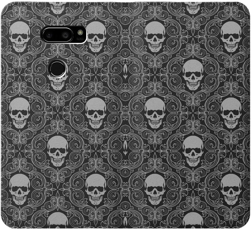 RW2371 Skull Vintage Monochrome Pattern PU Leather Flip Case Cover for LG V30, LG V30 Plus, LG V30S Thinq, LG V35, LG V35 Thinq  jjphonecase   