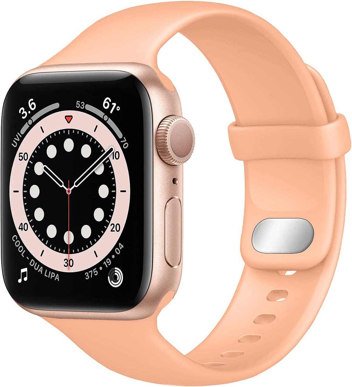 NUKELOLO Sport Band Compatible with Apple Watch Bands 38Mm 41Mm 40Mm 45Mm 44Mm 42Mm, Soft Silicone Replacement Strap Compatible for Iwatch Series SE 7 6 5 4 3 2 1 Women Men  NUKELOLO Cantaloupe 42mm/44mm/45mm 