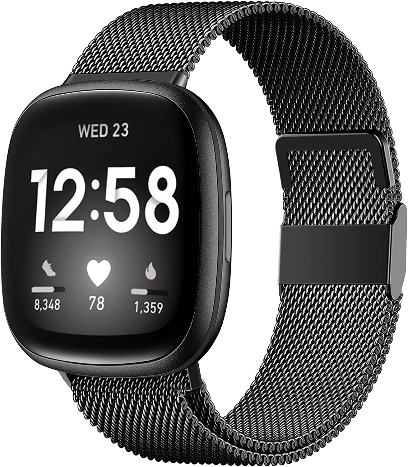 ZWGKKYGYH Bands Compatible with Fitbit Sense Versa 3 Versa 4 and Sense 2 Smartwatch Women Men, Stainless Steel Metal Mesh Magnetic Band Replacement for Sense/Sense 2/Versa 3/Versa 4, Small Champagne  ZWGKKYGYH Black L: 6.7" - 9.0" 