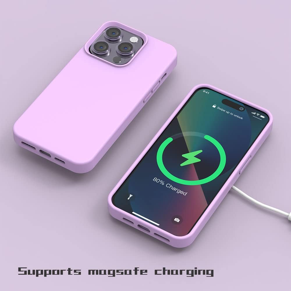 SOH Iphone 14 Pro Silicone Case 6.1 Inch Full-Body Shockproof Case with Ultra-Thin Inner Lining Compatible with Apple Iphone 14 Pro (Elegant Purple)  SOH Mingying   