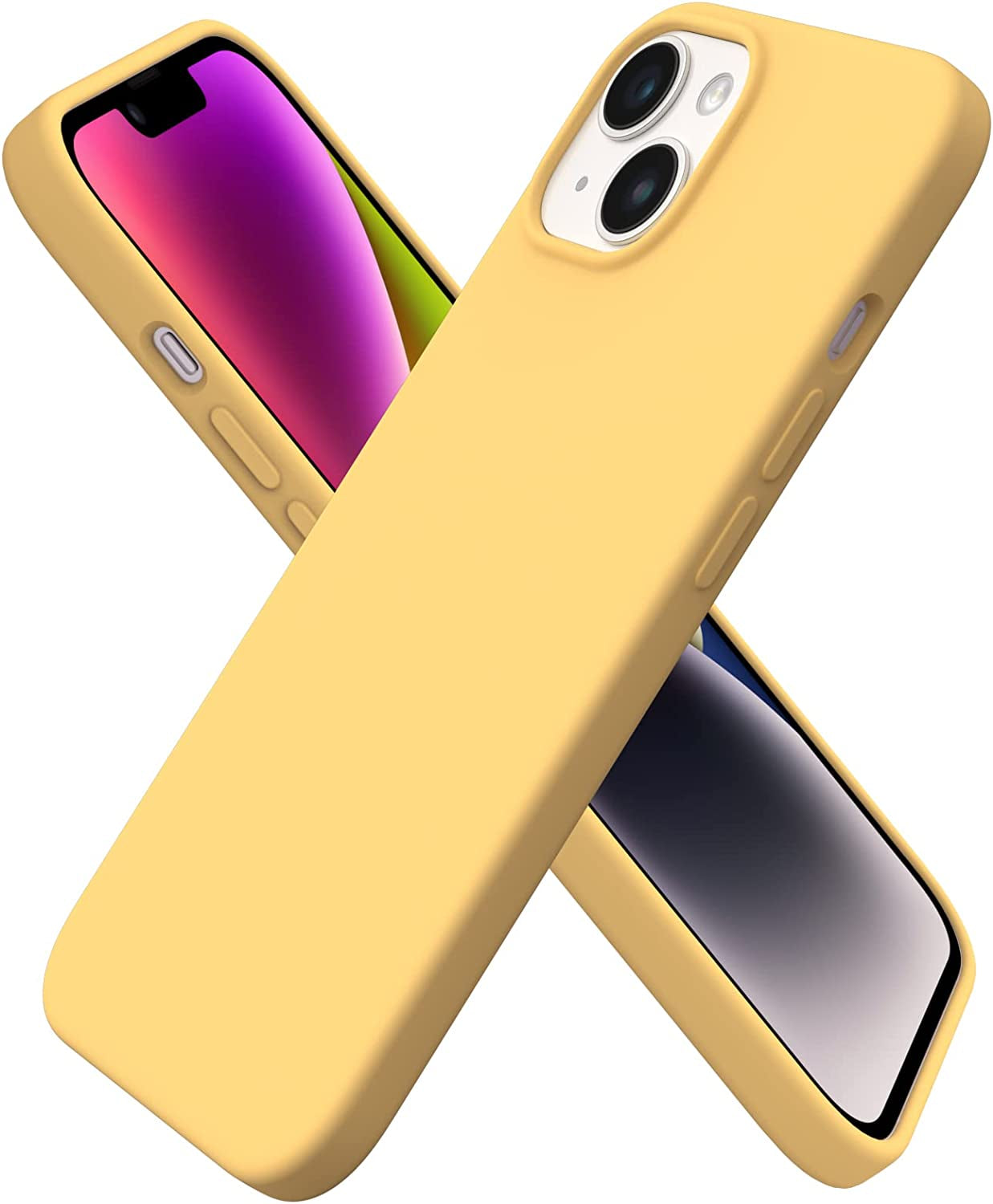 ORNARTO Compatible with Iphone 14 Case 6.1, Slim Liquid Silicone 3 Layers Full Phone Covered Soft Gel Rubber Case Protective Phone Cover 6.1 Inch-Baby Blue  ORNARTO Sunglow  