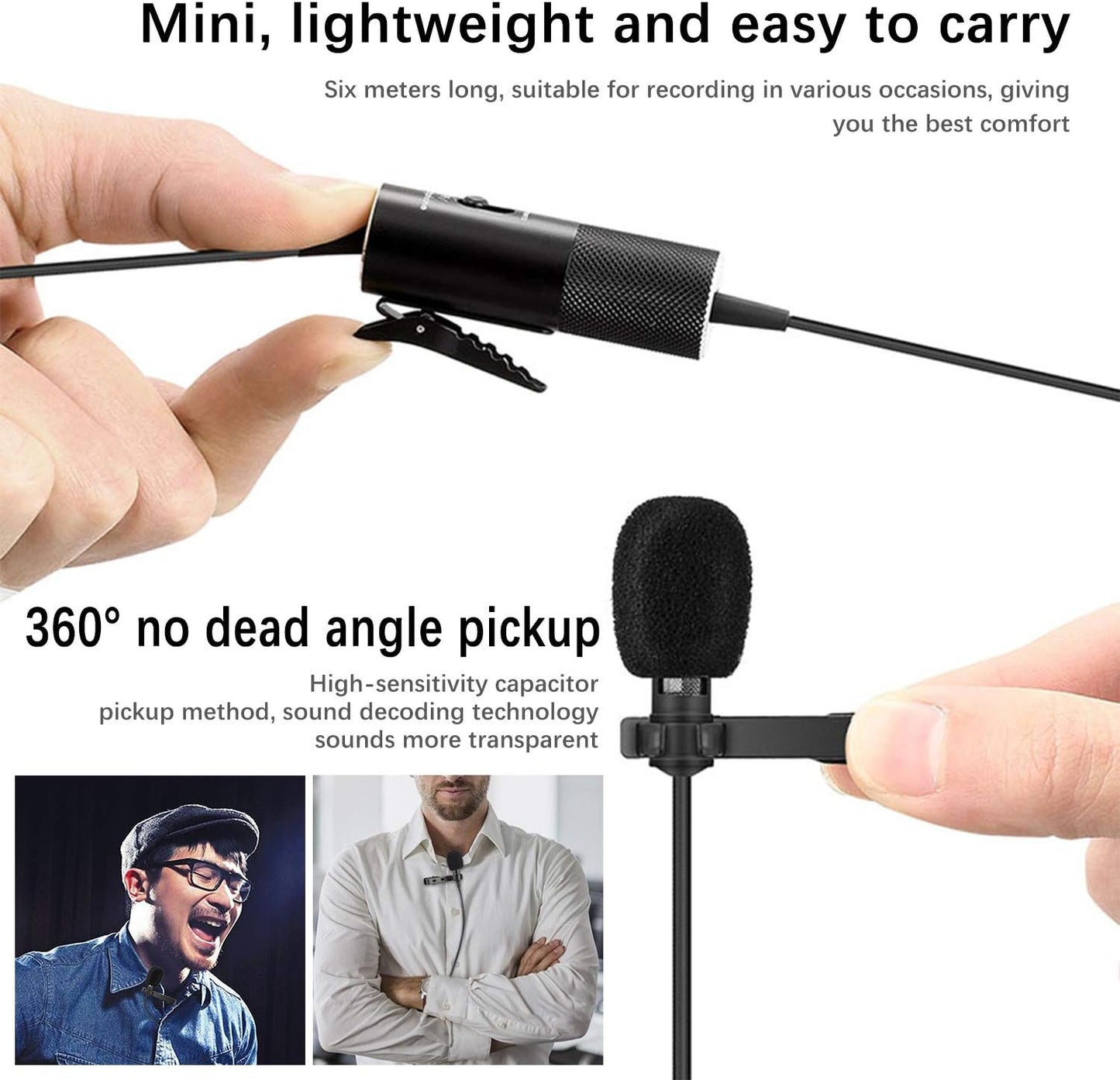 IUKUS Lavalier Microphone, Professional Clip-On Lapel Mic Omnidirectional Condenser Lavalier Microphone with 6M/19FT Cord for Camera/Smartphone  IUKUS   