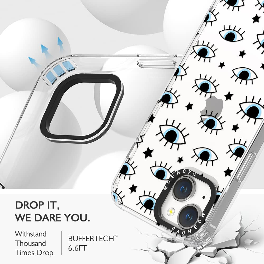 MOSNOVO Compatible with Iphone 14 Case, [Buffertech 6.6 Ft Drop Impact] [Anti Peel off Tech] Clear TPU Shockproof Bumper Phone Case Cover with Evil Eyes Designed for Iphone 14 6.1"  MOSNOVO   
