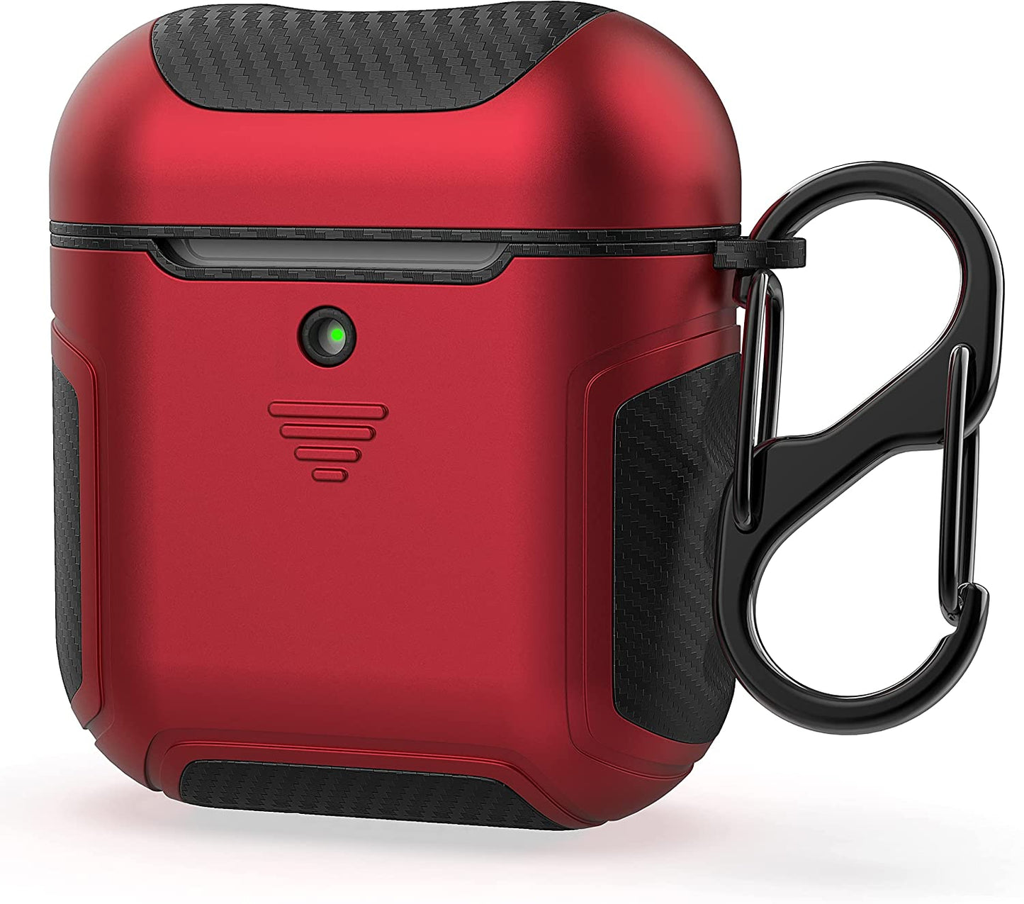 Designed for Airpods Cover Case,Oretech Designed for Airpods 1&Airpods 2 Cover Heavy Duty Hybrid 2 in 1 Protective Hard PC Soft TPU Carbon Fiber Case with Carabiner for Airpods 1&2 Cover- Aqua Blue  ORETECH for Airpods 1/Airpods 2-Red  