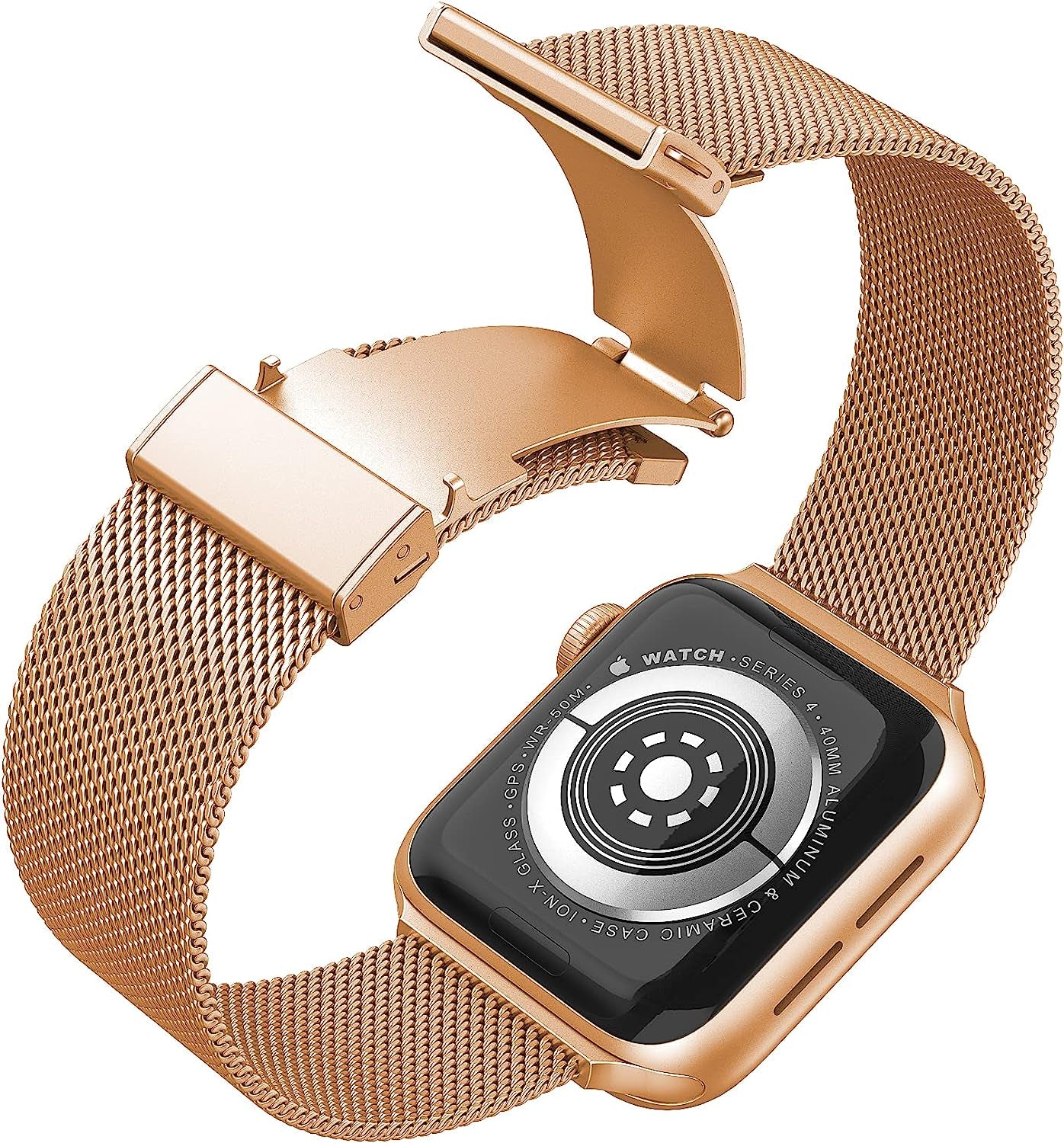 Compatible for Apple Watch Bands 38Mm / 40Mm / 41Mm for Iwatch Series 7, 6, 5, 4, 3, 2, 1, SE Sport Edition- Stainless Steel Mesh Adjustable Replacement Strap for Women / Men - Rose Gold  FUZVOL   