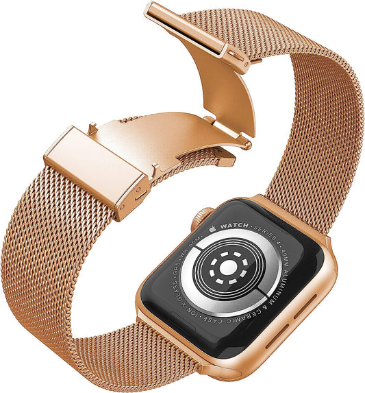 Compatible for Apple Watch Bands 38Mm / 40Mm / 41Mm for Iwatch Series 7, 6, 5, 4, 3, 2, 1, SE Sport Edition- Stainless Steel Mesh Adjustable Replacement Strap for Women / Men - Rose Gold  FUZVOL   