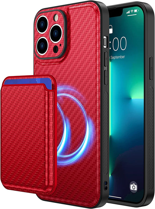 Ruky Iphone 13 Pro Max Wallet Case, Compatible with Magsafe 2 in 1 Detachable Card Holder Cover with Magnetic Heavy Duty Protective Boys Men Phone Case for Iphone 13 Pro Max 6.7", Red  Ruky   