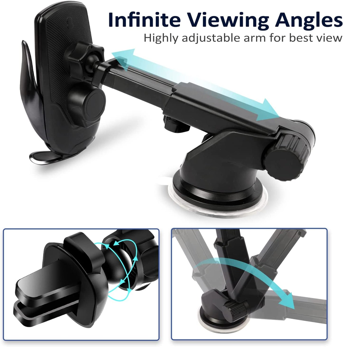 Wireless Car Charger,15W Fast Charging Car Charger Phone Holder Mount, Auto Clamping Car Charger Phone Mount Phone Holder for Iphone 14 13 12 11, Samsung Galaxy S23+ S22, Etc  Wireless Car Charger   