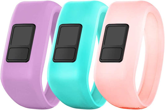 Ibrek for Garmin Vivofit Jr/Jr 2/3 Bands, Silicon Stretchy Replacement Watch Bands for Kids Boys Girls Small Large(No Tracker) (3 Pack: Transparent Pink&Teal&Lavender, Small)  iBREK   