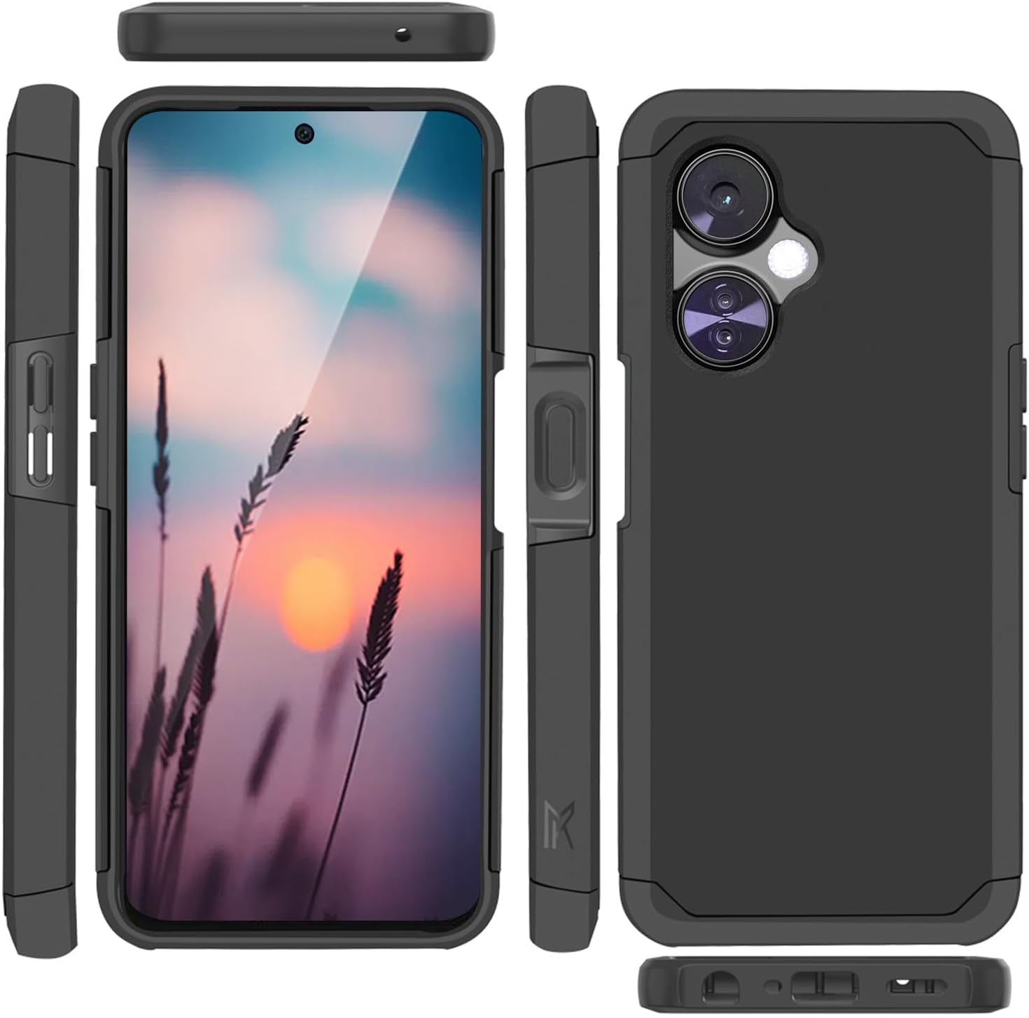 TJS Compatible for Oneplus Nord N30 5G Case, with Tempered Glass Screen Protector Dual Layer Hybrid (Magnetic Mount Friendly) Shockproof Drop Protection Impact Phone Case (Black)  TJS   