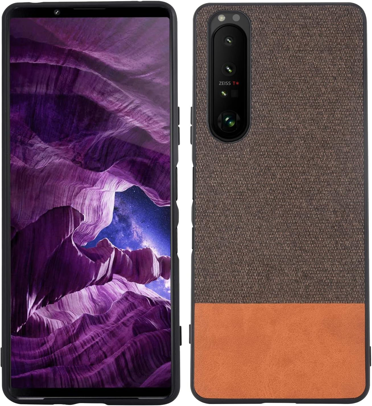 Compatible with Sony Xperia 1 III, Slim Business Casual Cloth Fabric Cover with TPU Interior Scratch Classic Durable Case for Sony Xperia 1 Iii-Splicing Black  XBS-Better Splicing Brown  