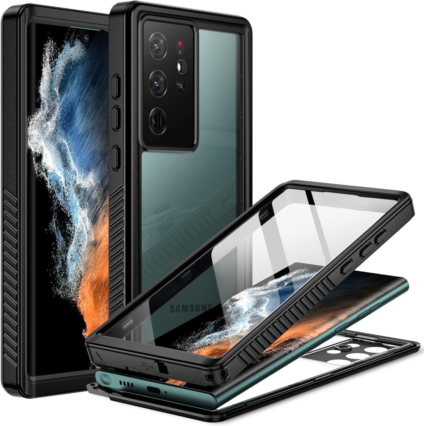 BEASTEK for Samsung Galaxy S22 Waterproof Case, FSN Series, Shockproof Underwater IP68 Case with Built-In Screen Protector Full Body Protective Cover, for Galaxy S22 6.1 Inch (Black)  BEASTEK Clear Galaxy S22 Ultra 