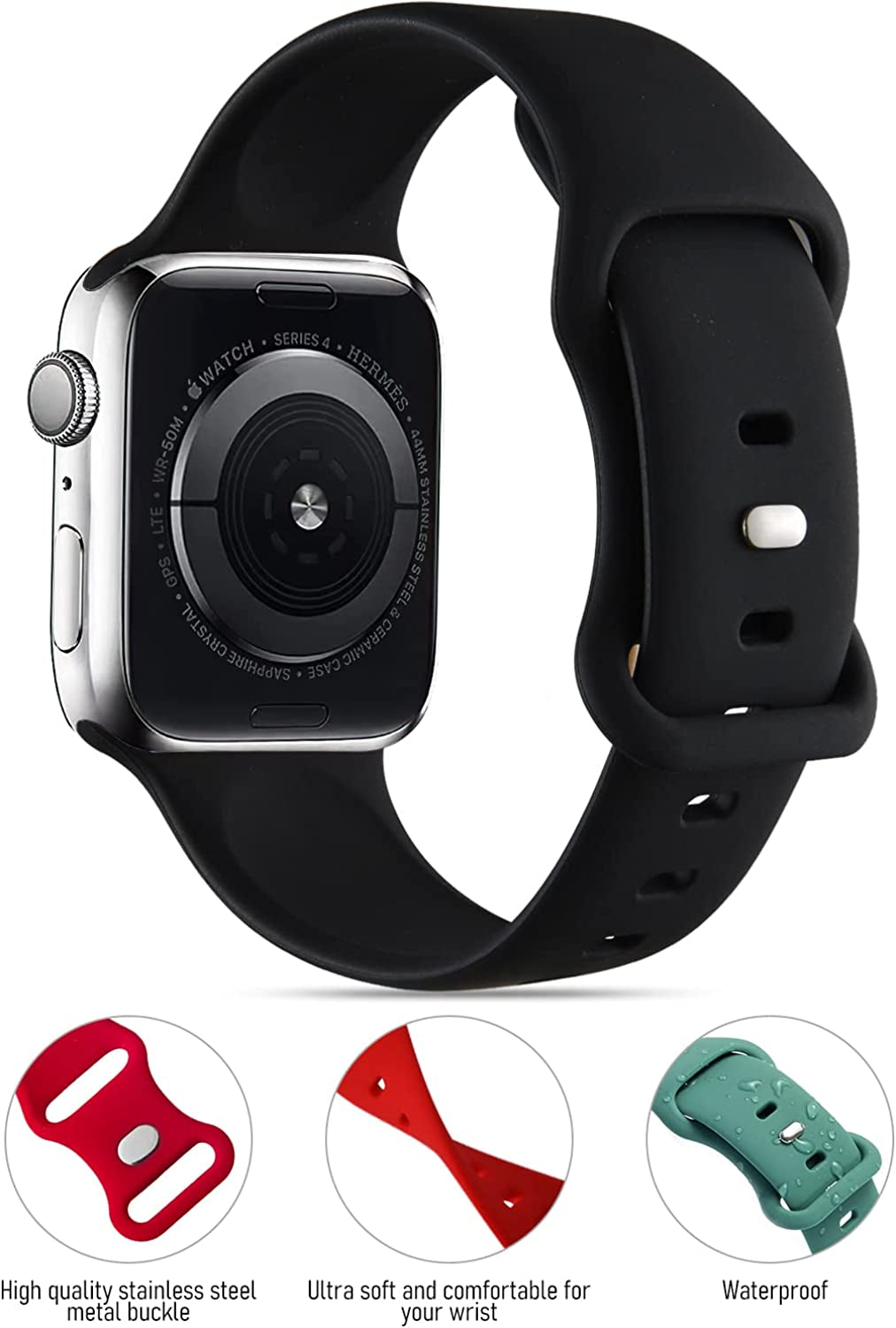 3 Pack Compatible with Apple Watch Band 38Mm 40Mm 41Mm 42Mm 44Mm 45Mm for Women Man,Soft Silicone Sport Replacement Bands for Iwatch Series 7 6 5 4 3 2 1 SE  Perperqer   