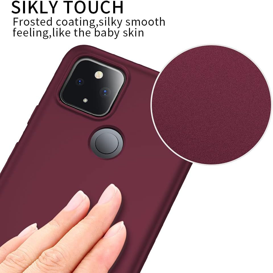 X-Level Google Pixel 4A 5G Case Thin Ultra Slim Fit Mobile Phone Case Soft Flexible TPU Matte Finish Light Coating Grip Full Protective Phone Back Cover for Women Compatible Google 4A 5G-Wine Red  X-level   