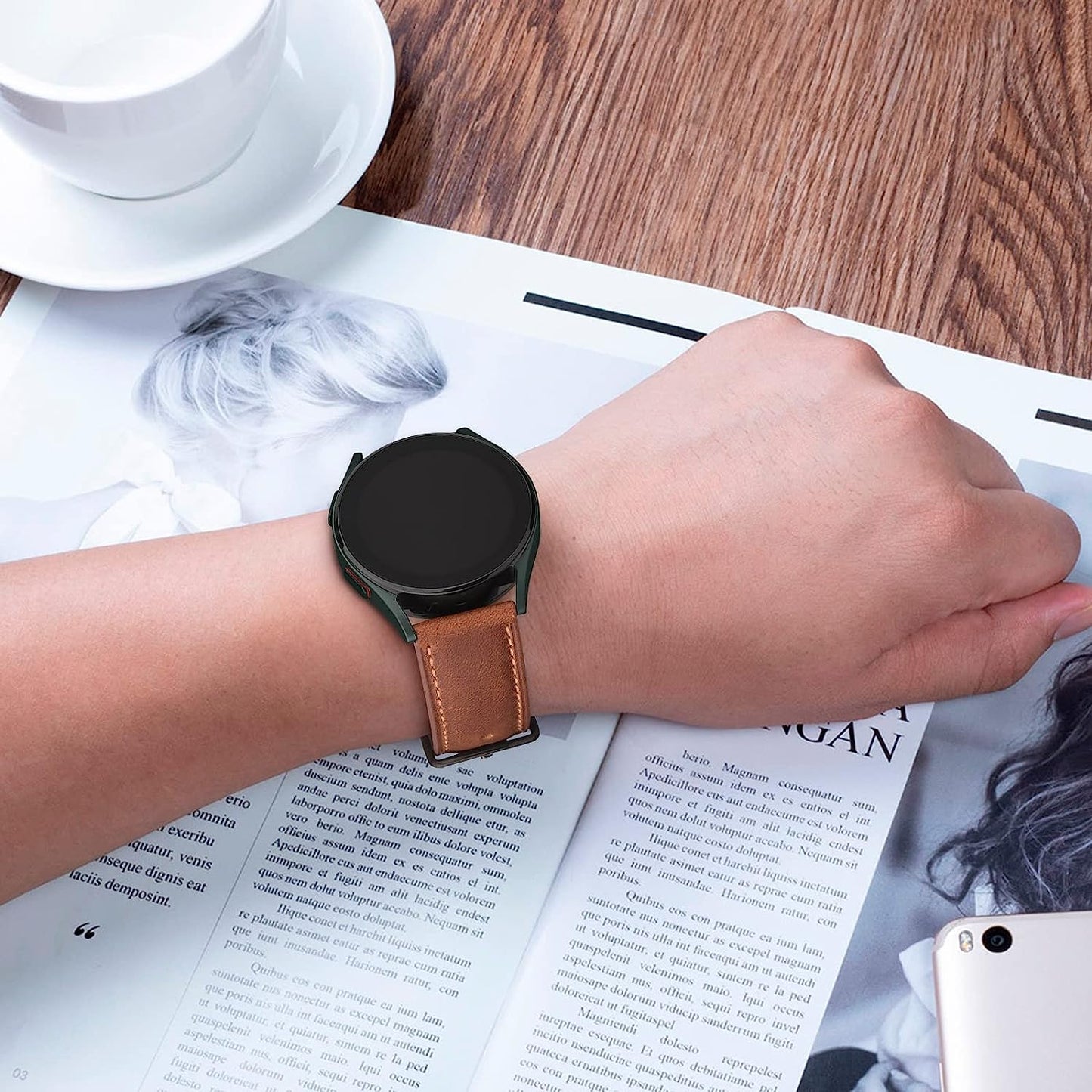 Wanme Bands for Garmin Venu / Venu 2 plus / Venu Sq Watch Band Women Men, 20Mm Leather Replacement Wristband Strap for Garmin Vivomove Sport, Vivoactive 3 / 3 Music, Forerunner 645 / 245 Music Smart Watch  Wanme   