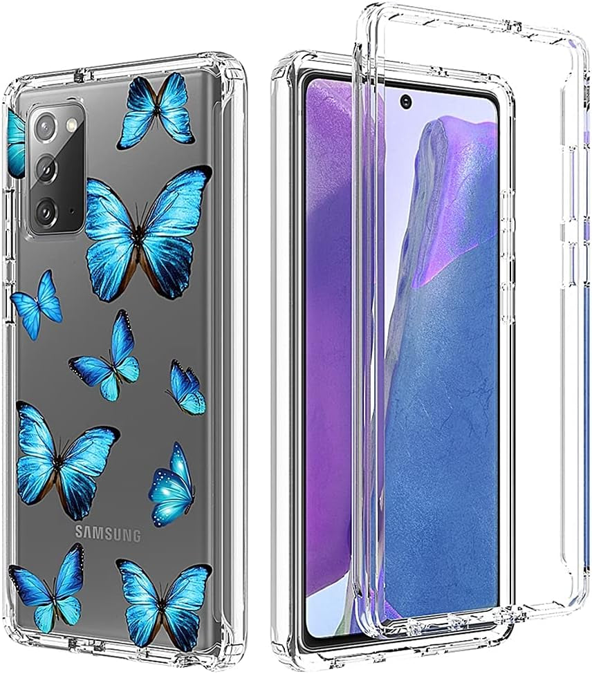 Zoeirc Case for Galaxy Note 20 5G, Samsung Note 20 Clear Case for Girls, Soft TPU 360 Full Body Shockproof Hybrid Bumper Crystal Clear Phone Case Cover for Samsung Galaxy Note 20 (Blue Butterfly)  Zoeirc   