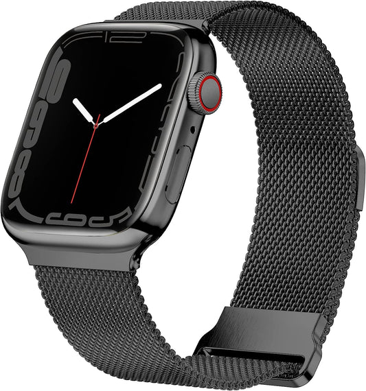 Geoumy Magnetic Band Compatible with Apple Watch 38Mm 40Mm 41Mm 42Mm 44Mm 45Mm 49Mm, Stainless Steel Mesh Milanese Strap, Metal Wristband for Iwatch SE Series 8 7 6 5 4 3 2 1 for Women Men  Geoumy   