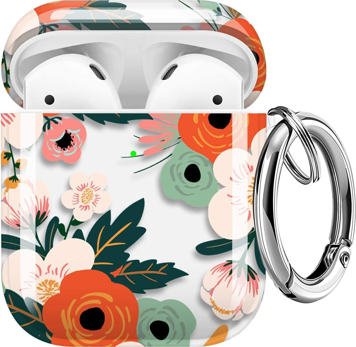 Maxjoy Compatible Airpods Case Cover, Leopard Print Case for Women Men Cute Air Pod 2 Hard Shell Protective Cover with Keychain Compatible with Apple Airpods Charging Case 2&1  Maxjoy Pink + Red  