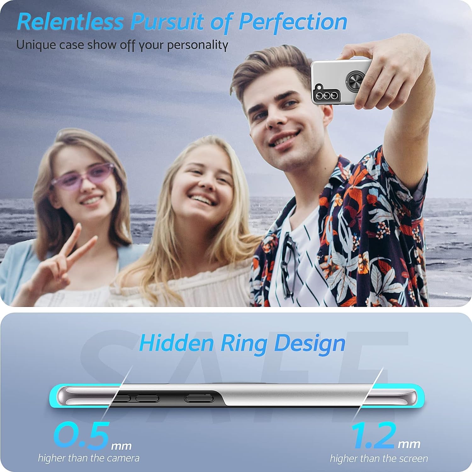 Anqrp Hidden Series Galaxy S21+ plus Case 5G,[No Fall-Off Kickstand] 360° Embedded Ring, 15Ft Military Grade Shockproof Protective Phone Case Designed for Samsung Galaxy S21 plus 6.7 Inch, Silver  Anqrp   