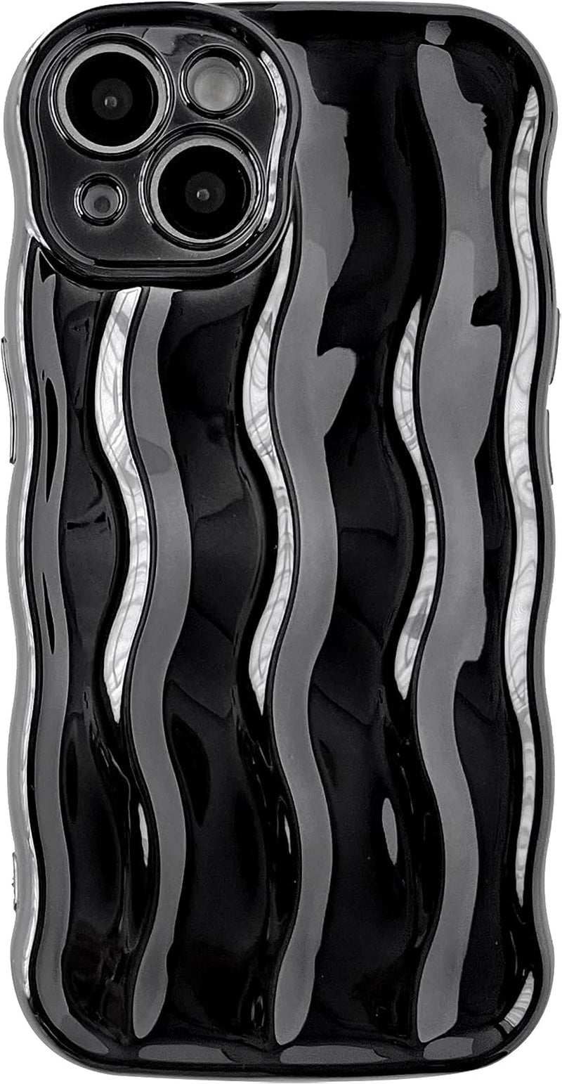 Caseative Water Ripple Pattern Curly Wave Frame Soft Compatible with Iphone Case (Green,Iphone 14 Pro)  Caseative Light Black Iphone 14 