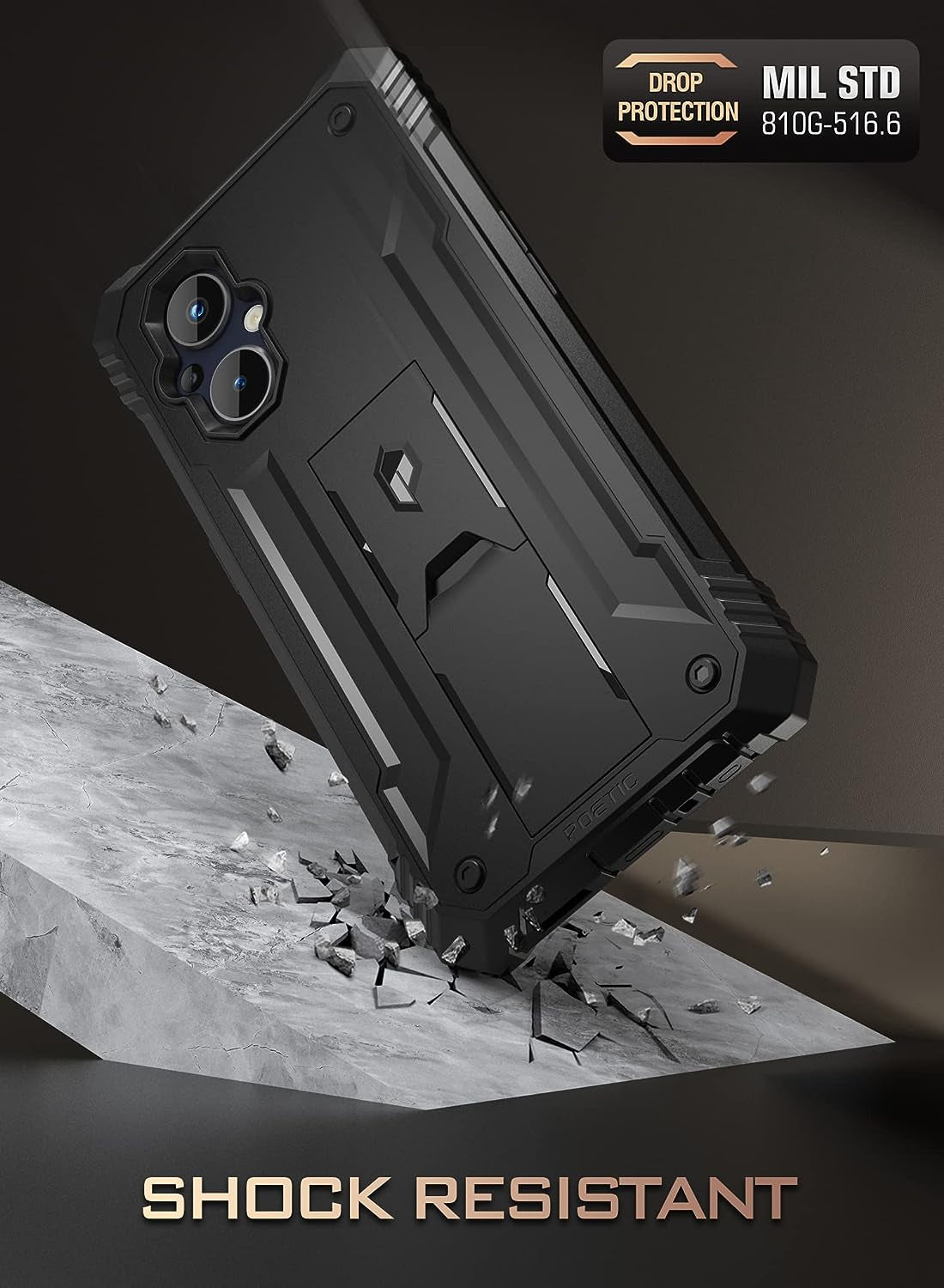 Poetic Revolution Series Case for Oneplus Nord N20 5G, [6FT Mil-Grade Drop Tested], Full-Body Rugged Dual-Layer Shockproof Protective Cover with Kickstand and Built-In-Screen Protector, Black  Poetic   