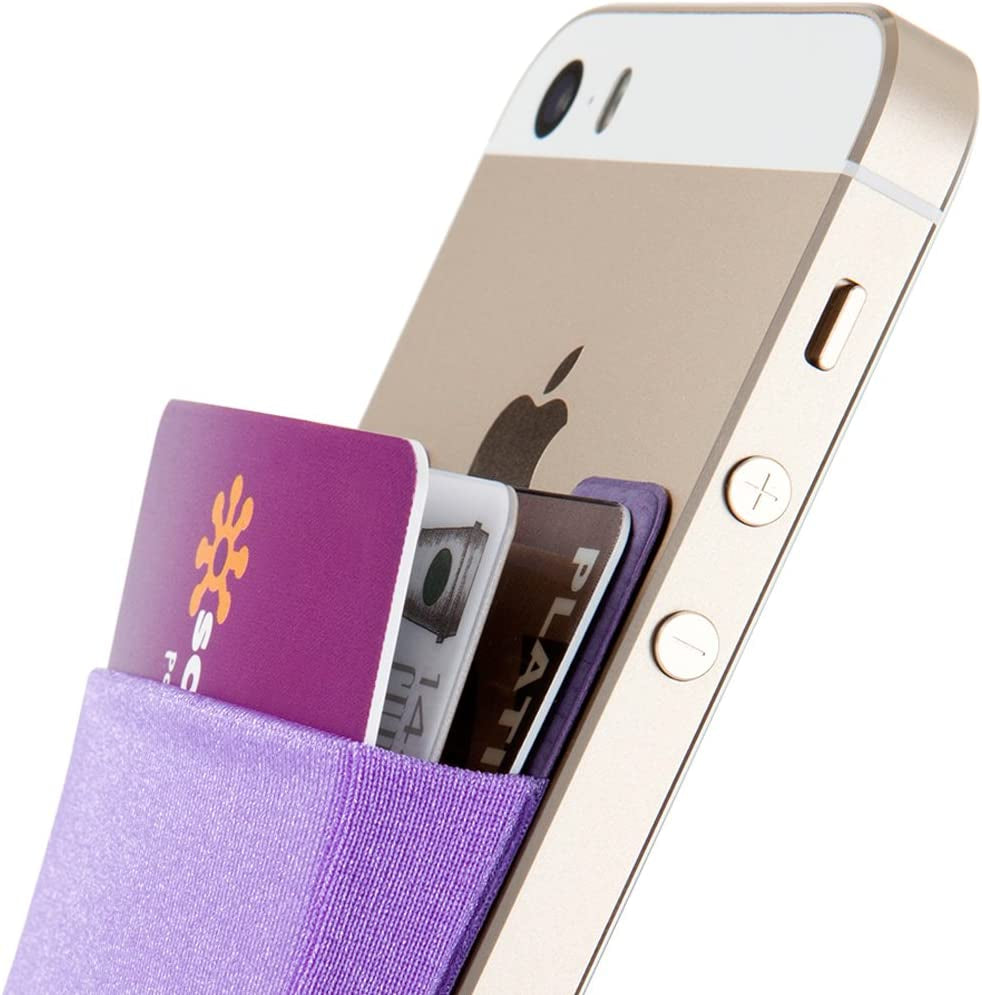 Sinjimoru Stretchy Magnetic Phone Wallet, Magnetic Card Holder for Back of Phone as Phone Wallet Stick on for Magsafe Wallet Compatible with Iphone 14 & 13 12 Series. M-Basic Black  Sinjimoru Co. Ltd Basic 2 Violet Adhesive Wallet 