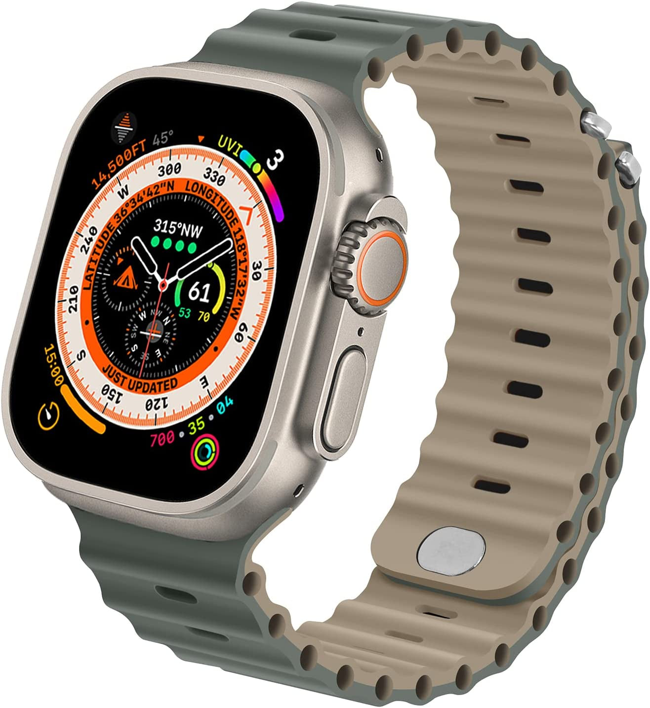 Anlinser Bands Compatible with Apple Watch Band 49Mm 45Mm 44Mm 42Mm 41Mm 40Mm 38Mm, Adjustable Sport Loop Designed for Apple Watch Ultra SE Series 8 7 6 5 4 3 2 (49Mm/45Mm/44Mm/42Mm, Gray Green/Khaki)  Anlinser   