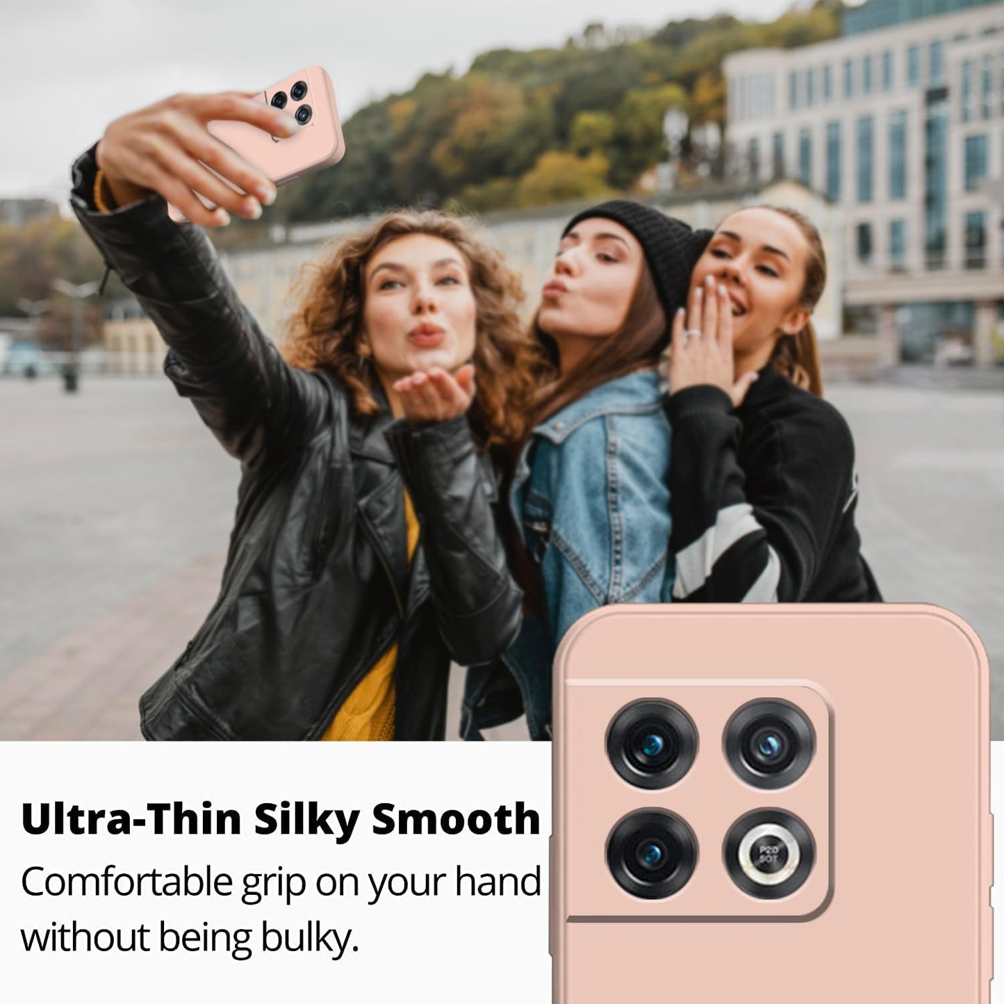 Wousunly Compatible with Oneplus 10 Pro Case Silicone Liquid Pink, Soft Smooth Touch Oneplus 10 Pro Phone Case Silicone Shockproof Thin Cover (Oneplus 10 Pro, Camellia)  Wousunly   