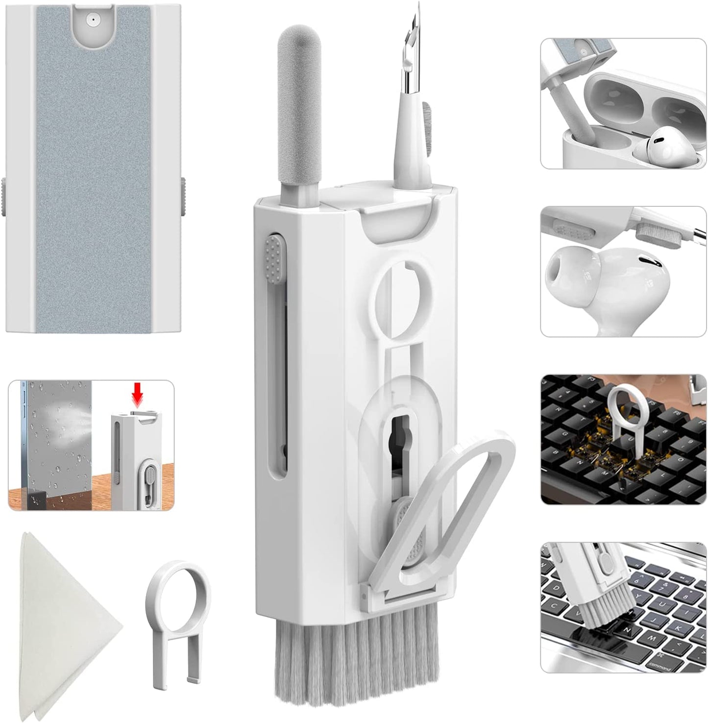 7 in 1 Electronic Cleaner Kit - Keyboard Cleaner, Keyboard Cleaning Kit, Laptop Cleaner with Brush, Electronic Cleaner for Airpods Pro/Laptop/Phone/Computer/Screen (Give Away a Flannel Cloth) Blue  CRYSFIY D-nine in one  