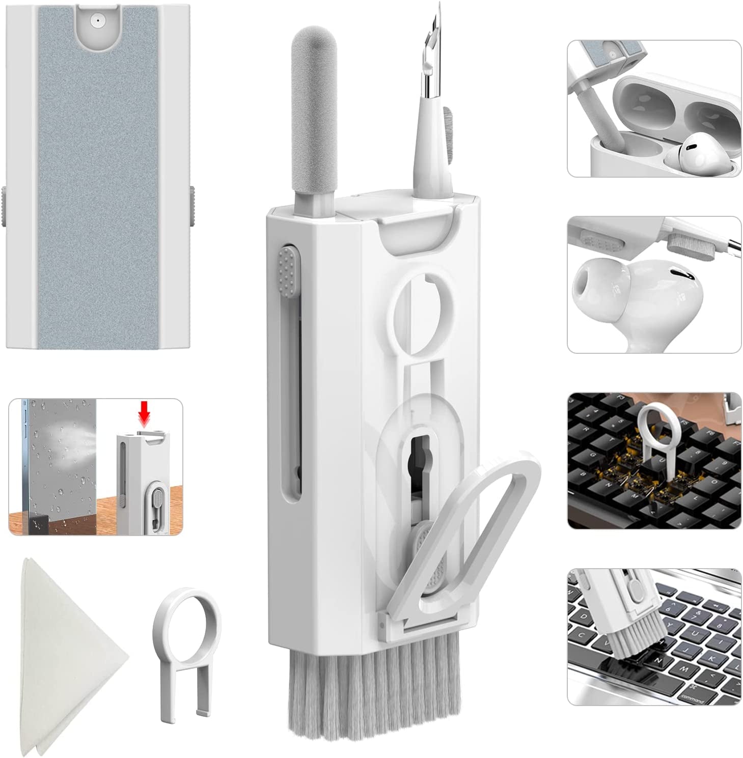 7 in 1 Electronic Cleaner Kit - Keyboard Cleaner, Keyboard Cleaning Kit, Laptop Cleaner with Brush, Electronic Cleaner for Airpods Pro/Laptop/Phone/Computer/Screen (Give Away a Flannel Cloth) Blue  CRYSFIY D-nine in one  