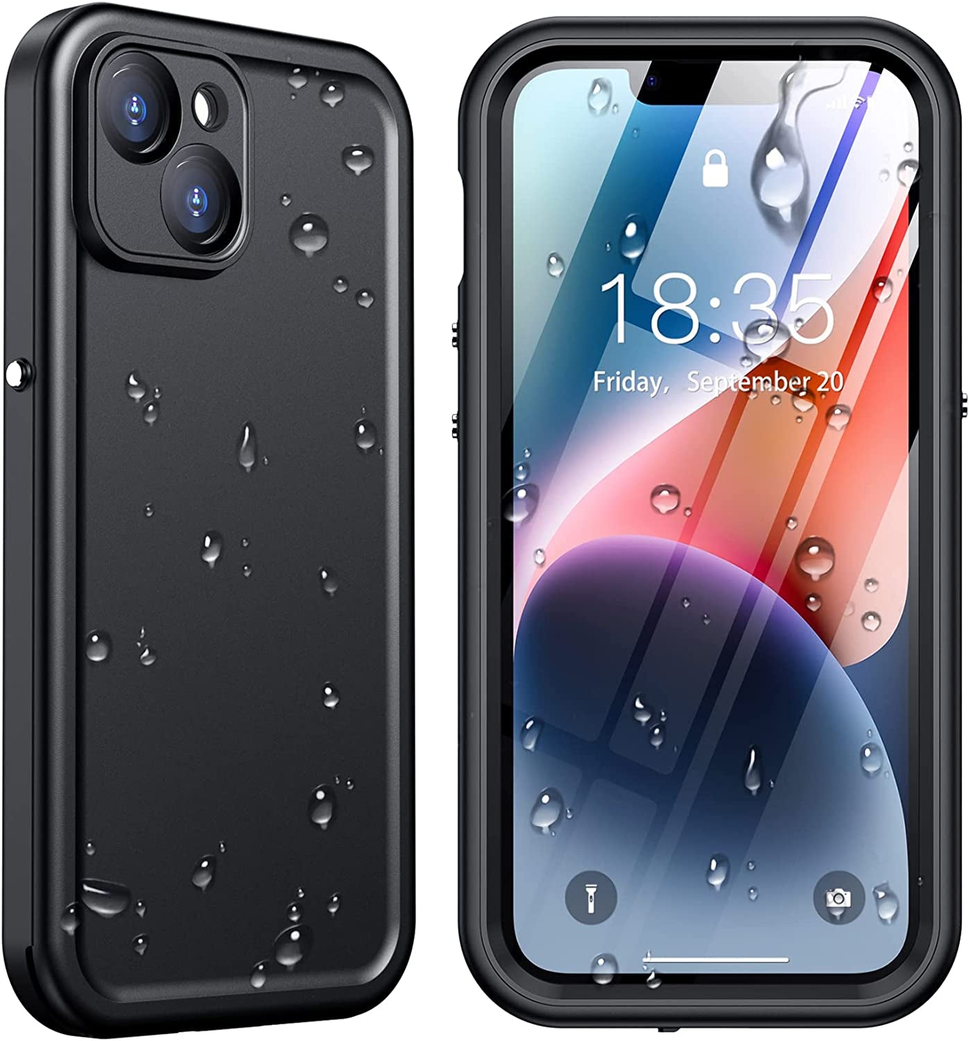 SPIDERCASE for Iphone 14 Case, [10 FT Military Grade Drop Protection][Non-Slip] [2+Tempered Glass Screen Protector][2+Tempered Camera Lens Protector] Heavy Duty Full-Body Shockproof Case, Deep Blue  SPIDERCASE Waterproof Black  