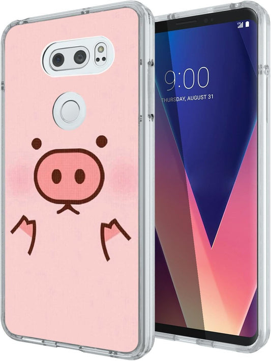 Pink Case for LG V30,Gifun Slim Soft TPU Protective Case Compatible with LG V30/V30 Plus/V30S - Pink Pig  Gifun   