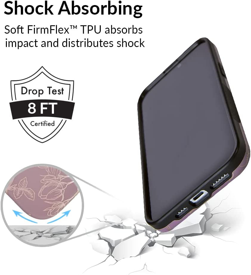 Velvet Caviar Designed for Iphone 14 PRO Case Floral [10Ft Drop Tested] Compatible with Magsafe - Protective Microfiber Lining (Purple, Rose Gold)  Velvet Caviar   